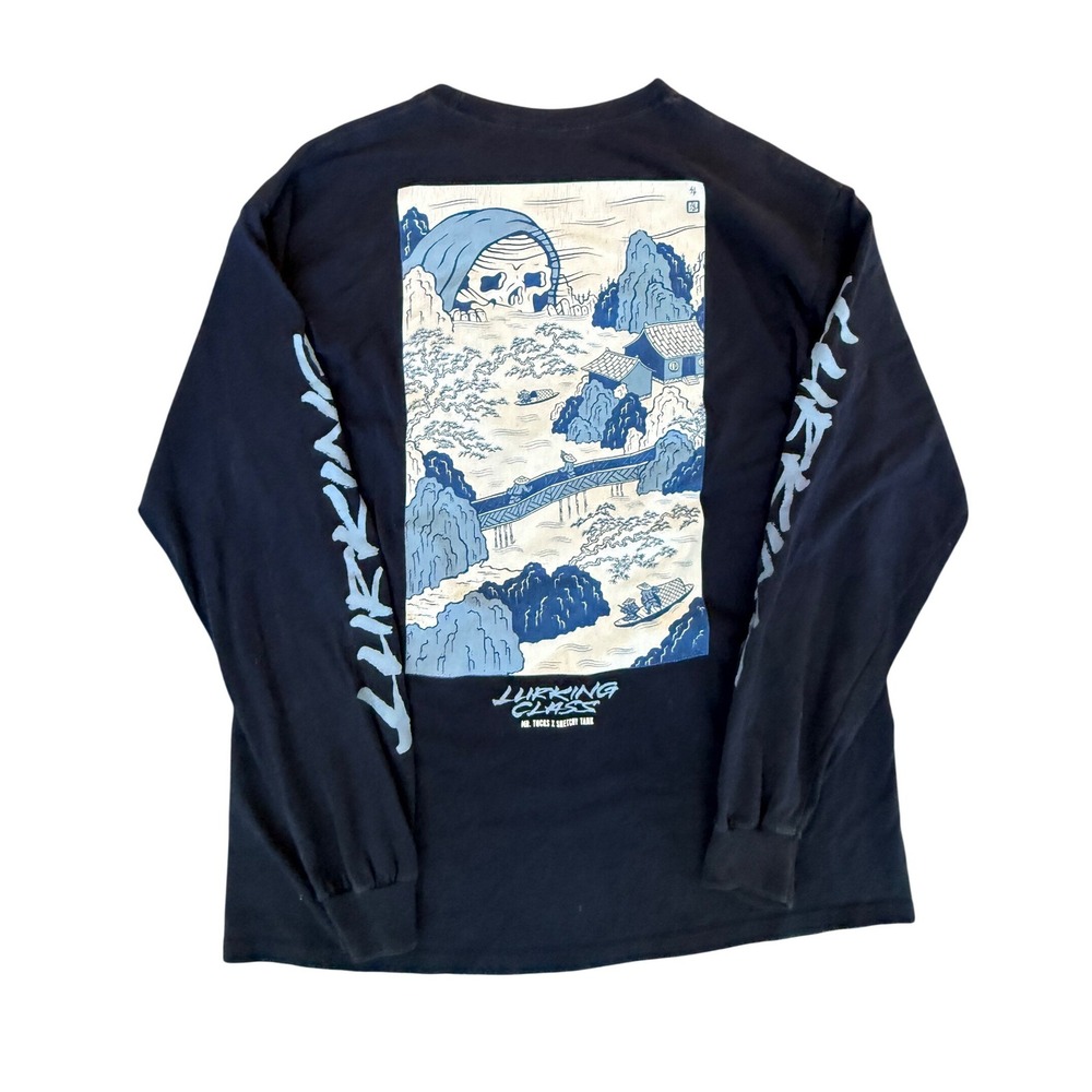 Lurking Class By Sketchy Tank Japanese Wave Graphic Long Sleeve‎ Shirt Size L